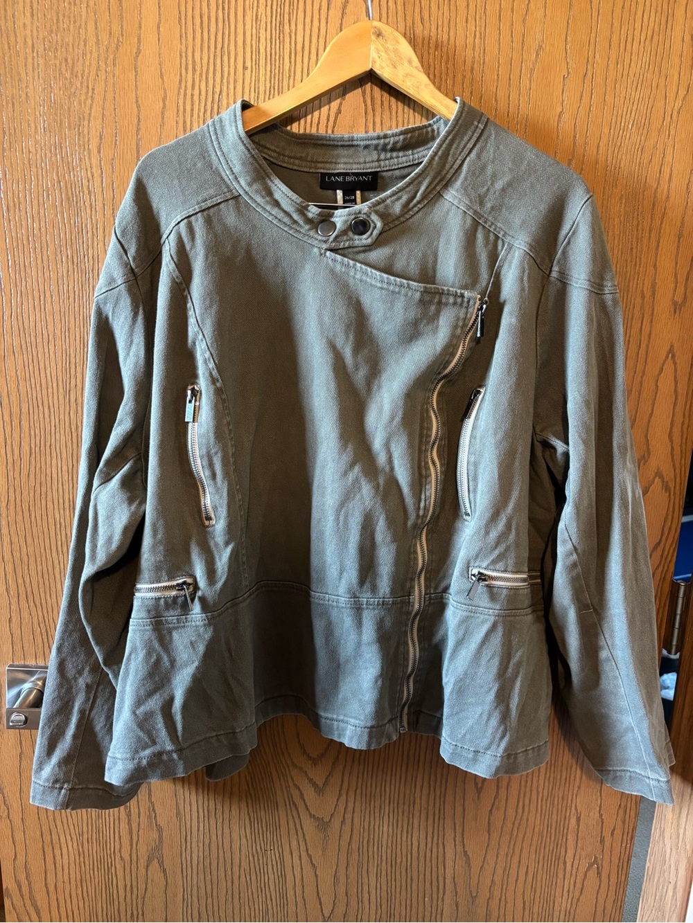 Lane Bryant Olive Green Zip-Detail Jacket